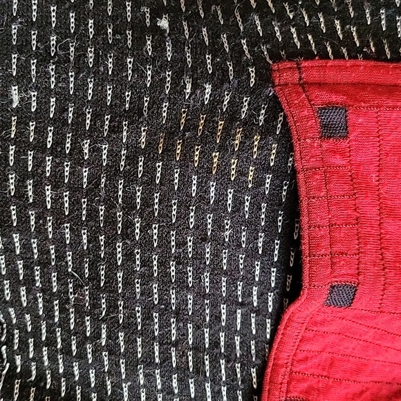 Vintage 90's Artsy Raw Seam Patch Long Open Front Sweater sz M